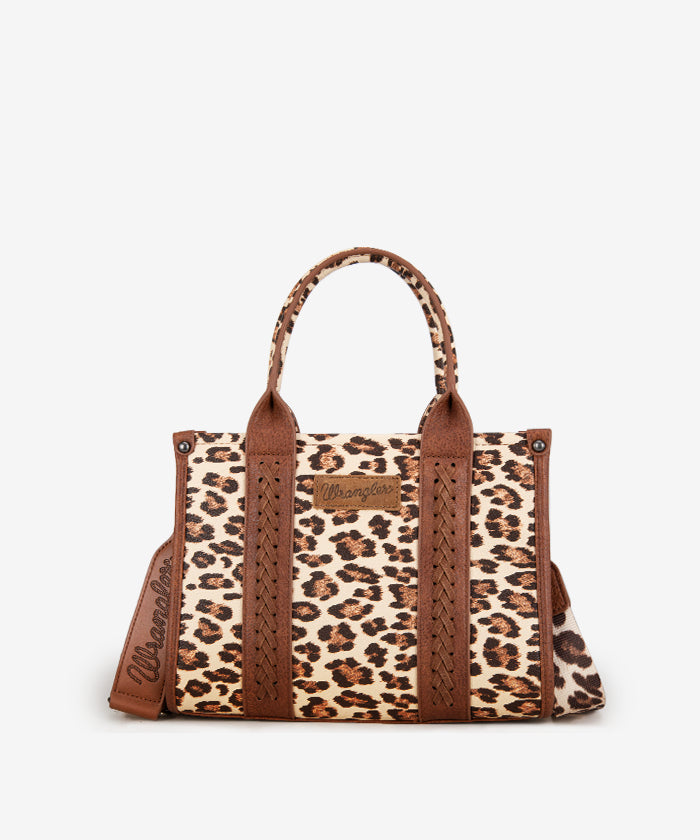 Wrangler Leopard Print Concealed Carry Tote Bag Brown