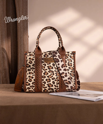 Wrangler Leopard Print Concealed Carry Tote Bag  Brown