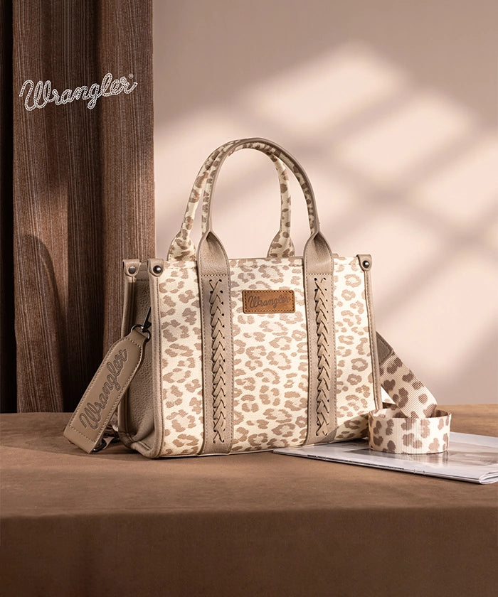 Wrangler Leopard Print Concealed Carry Tote Bag Khaki