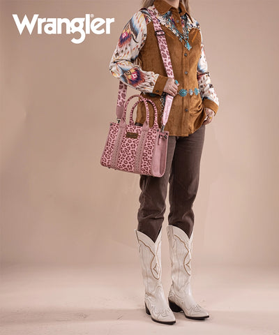 Wrangler Leopard Print Concealed Carry Tote Bag Pink