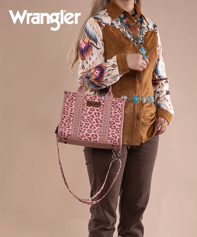 Wrangler Leopard Print Concealed Carry Tote Bag Pink