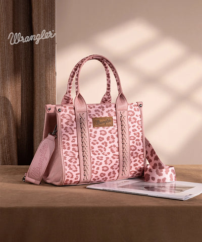 Wrangler Leopard Print Concealed Carry Tote Bag Pink