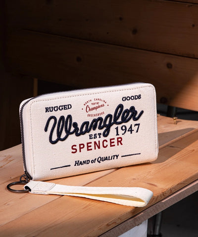 Wrangler Letters Embroidered Canvas Wristlet