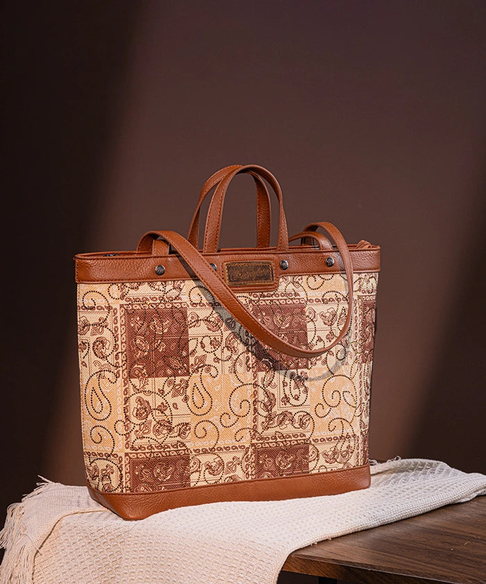 Wrangler_Paisley_Carry_Tote_Bag_Brown