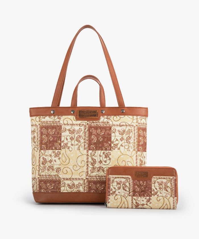 Wrangler_Paisley_Carry_Tote_Bag_Set_Brown