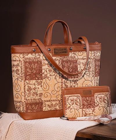 Wrangler_Paisley_Carry_Tote_Bag_Set_Brown