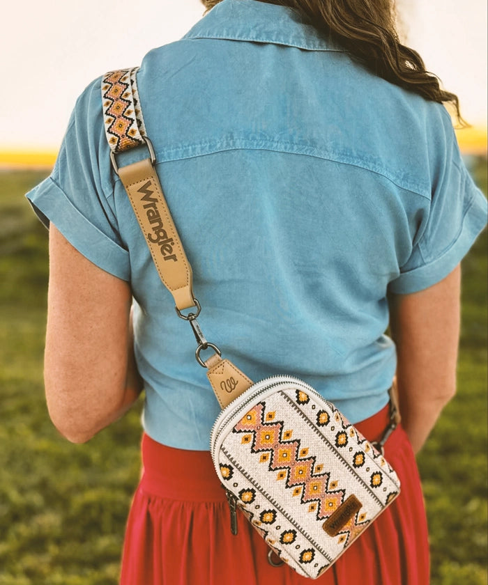 Wrangler Southwestern All-over Aztec Print Sling Bag 