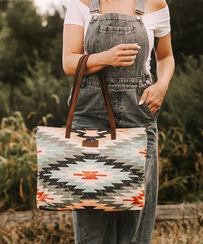 Wrangler Southwestern Dual Sided Print Canvas Tote Bag