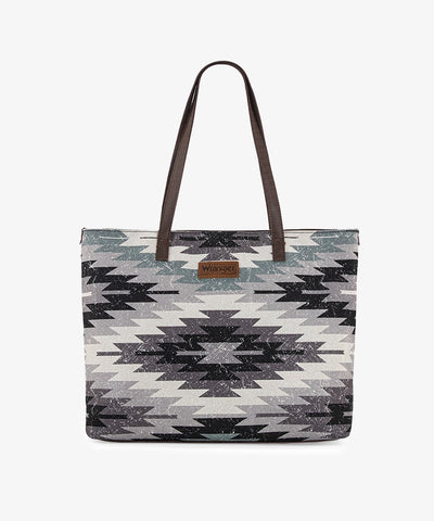 Wrangler Southwestern Dual Sided Print Canvas Tote Bag Grey