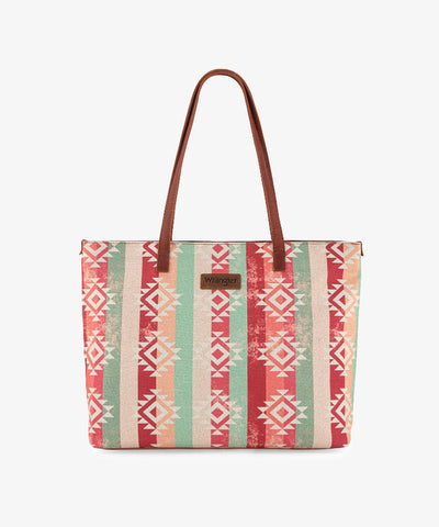 Wrangler Southwestern Dual Sided Print Canvas Tote Bag Pink
