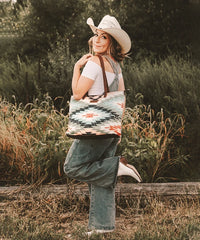 Wrangler Southwestern Dual Sided Print Canvas Tote Bag