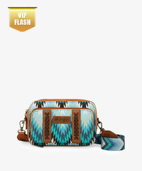Wrangler Southwestern Pattern Dual Sided Print Crossbody Purse Jean