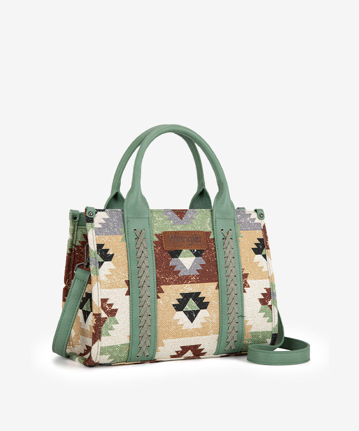 Wrangler Southwestern Print Canvas Tote Bag Green