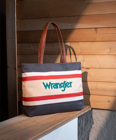 Wrangler Striped Canvas Tote Bag Black