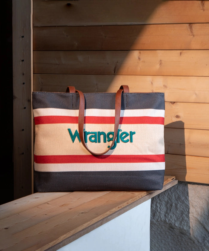 Wrangler Striped Canvas Tote Bag Black