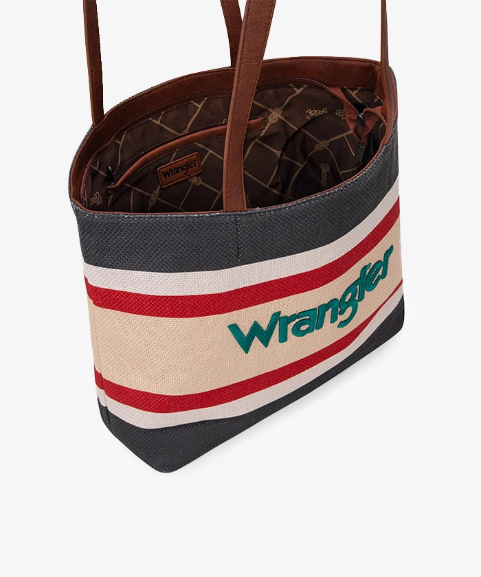 Wrangler Striped Canvas Tote Bag Black