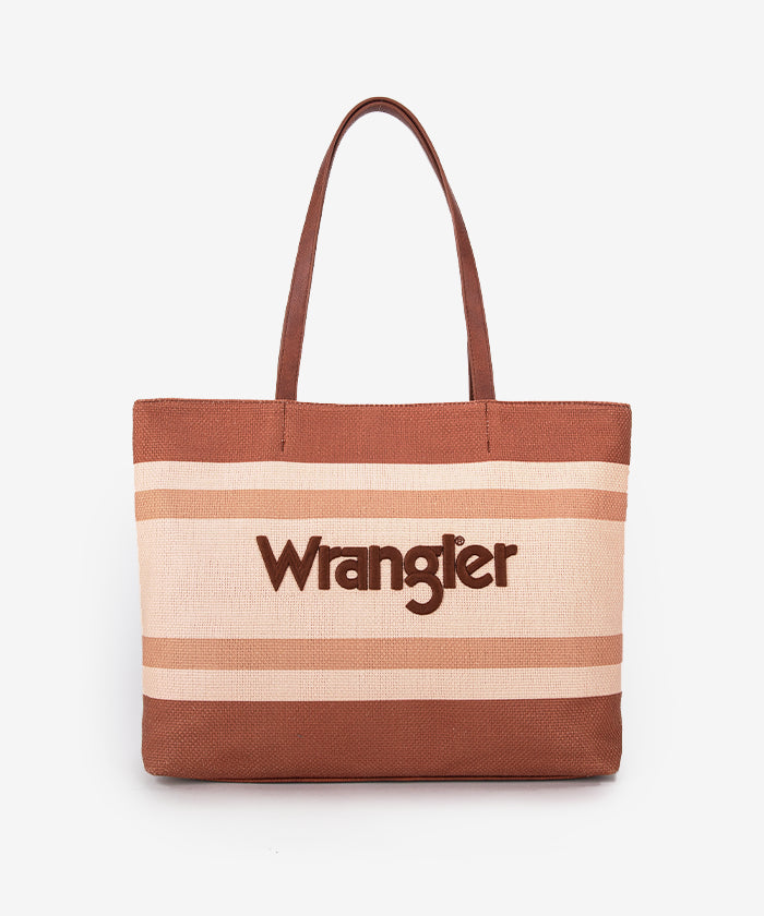 Wrangler Striped Canvas Tote Bag Brown