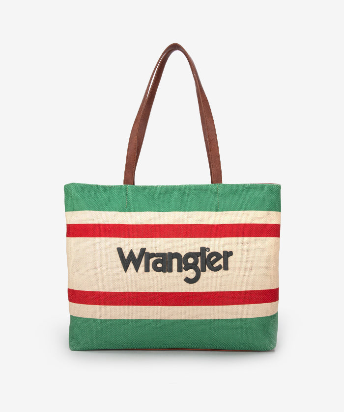 Wrangler Striped Canvas Tote Bag Green