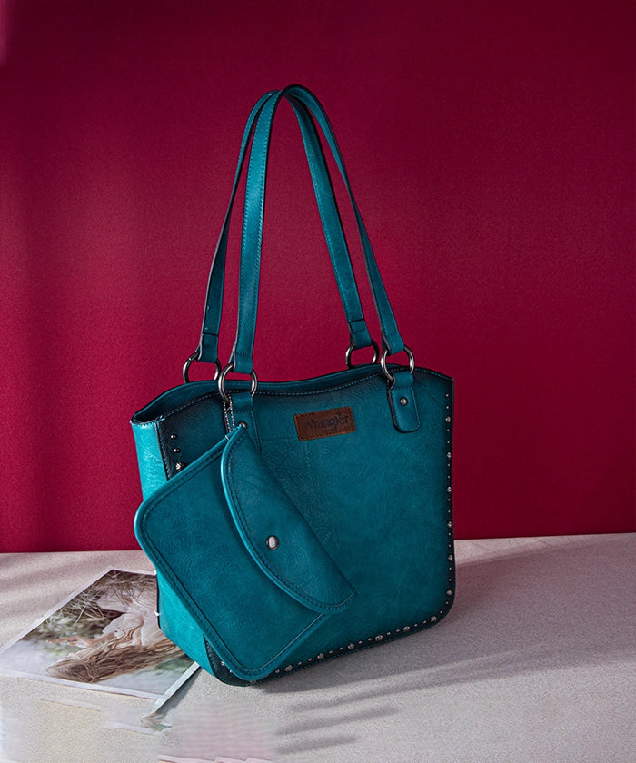 Wrangler Studded Concealed Carry Tote Bag Set Turquoise