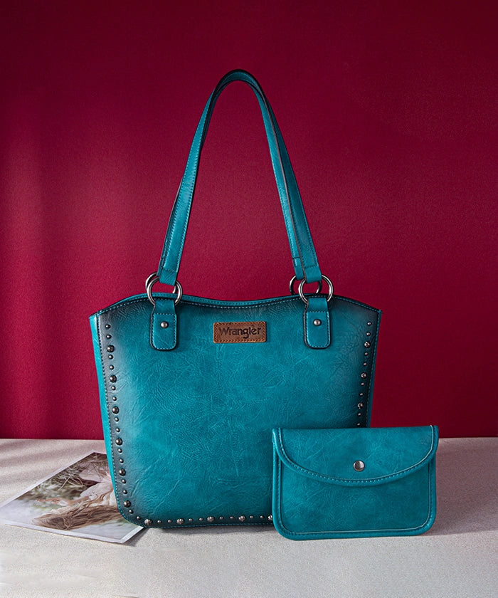 Wrangler Studded Concealed Carry Tote Bag Set Turquoise