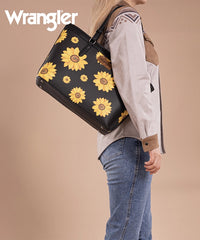 Wrangler Sunflower Print Tote Bag Black