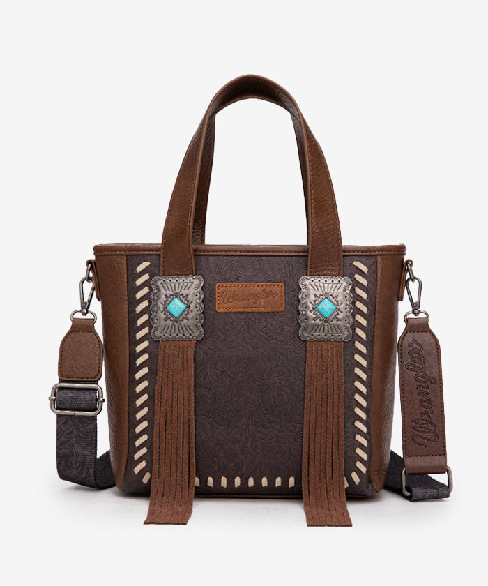 Wrangler Tooled Fringe Concealed Carry Purse Coffee