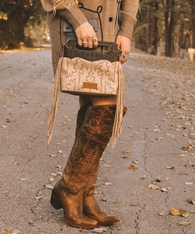 Wrangler Tooled Fringe Crossbody Bag