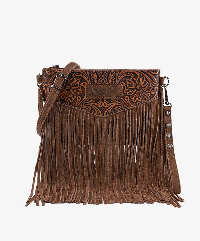Wrangler Vintage Floral Western Fringe Crossbody Bag