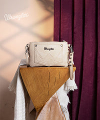 Wrangler Vintage Floral Fringe Crossbody Bag Khaki