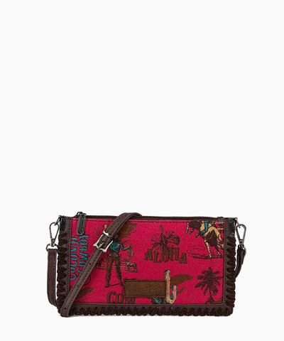 Wrangler Vintage Retro Cowboy Print Crossbody Tote Collection - Montana West World