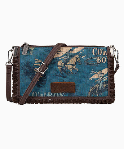 Wrangler Vintage Retro Cowboy Print Crossbody Tote Collection - Montana West World