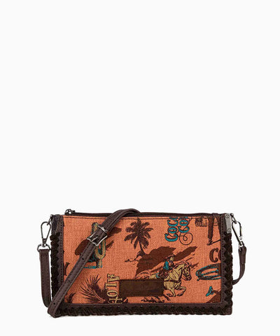 Wrangler Vintage Retro Cowboy Print Crossbody Tote Collection - Montana West World