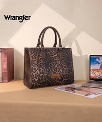 Wrangler Western All-over Leopard Print Wide Tote Bag Coffee
