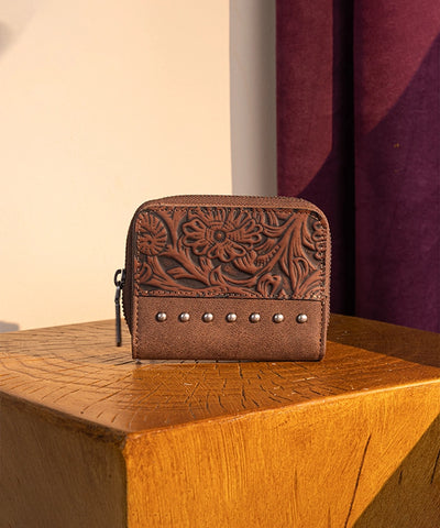 Wrangler Western Tooled Bi-Fold Wallet Coffee