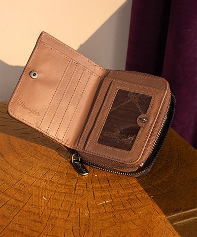 Wrangler Western Tooled Bi-Fold Wallet Coffee