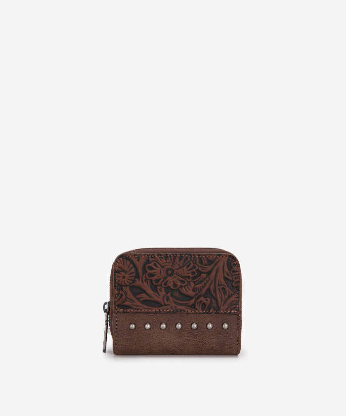 Wrangler Western Tooled Bi-Fold Wallet Coffee