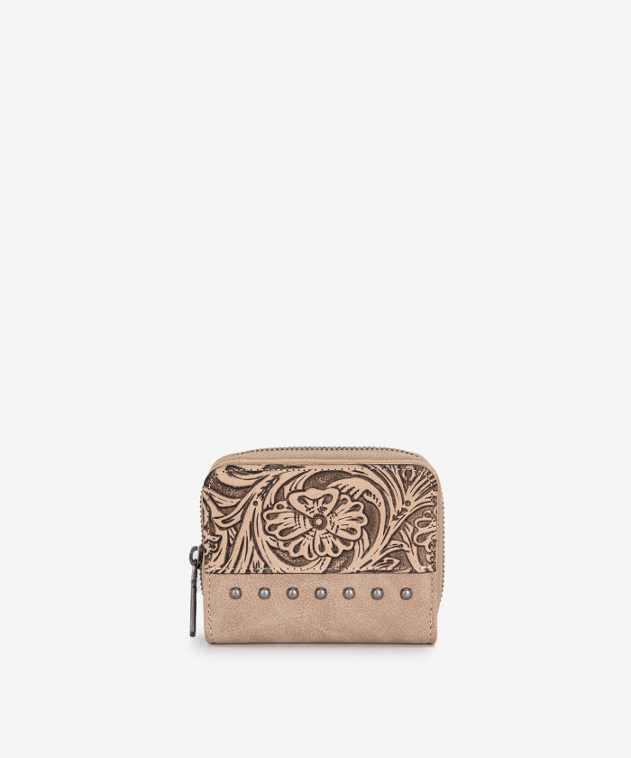 Wrangler Western Tooled Bi-Fold Wallet Khaki