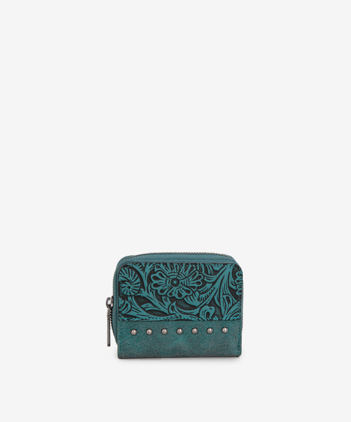 Wrangler Western Tooled Bi-Fold Wallet Turquoise