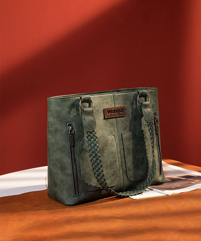 Wrangler Whipstitch Pocket Carry Tote Dark Green