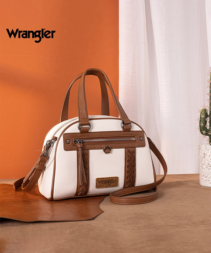 Wrangler Whipstitch Top Handle Crossbody Bag Beige