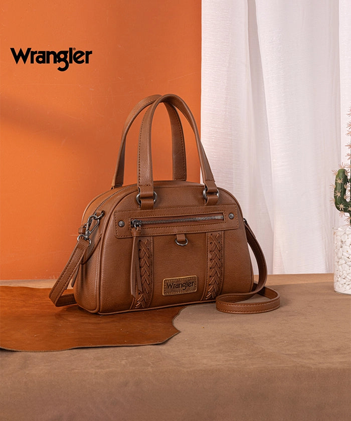 Wrangler Whipstitch Top Handle Crossbody Bag Brown