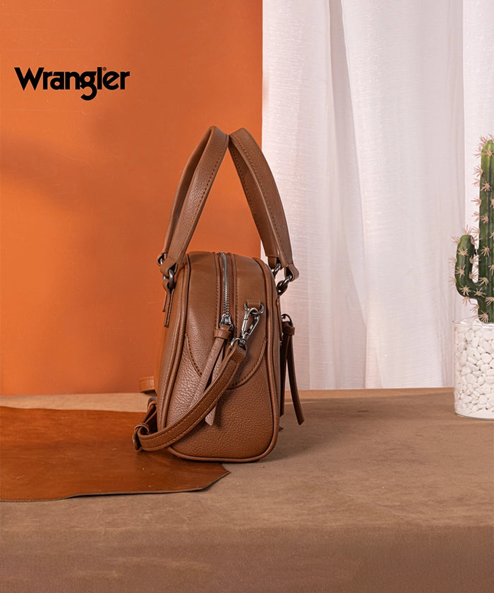 Wrangler Whipstitch Top Handle Crossbody Bag Brown