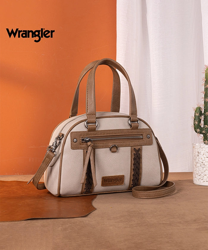 Wrangler Whipstitch Top Handle Crossbody Bag Light Grey