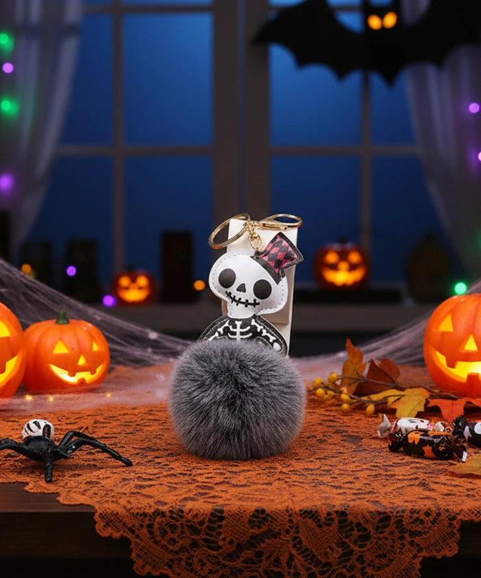 Halloween Bag Charms – Plush Pumpkin, Skull & Mummy Keychains