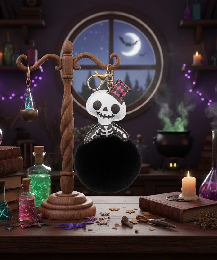 Halloween Bag Charms – Plush Pumpkin, Skull & Mummy Keychains
