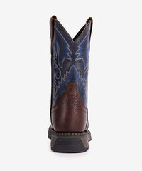 Men’s Blue Enchantress Leather Patchwork Embroidered Boots