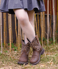 Women‘s Wild Prairie Brown Leather & Leopard Suede Boots