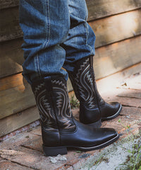 Men's Mesh Embroidered Square Toe Cowboy Boots