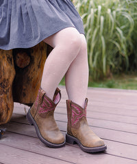 Women’s Rose Dust Genuine Leather Suede Embroidered Boots