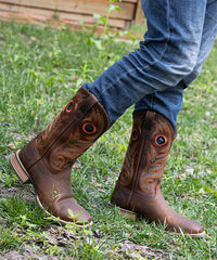 Men's Pull-On Embroidered Square Toe Western Boots